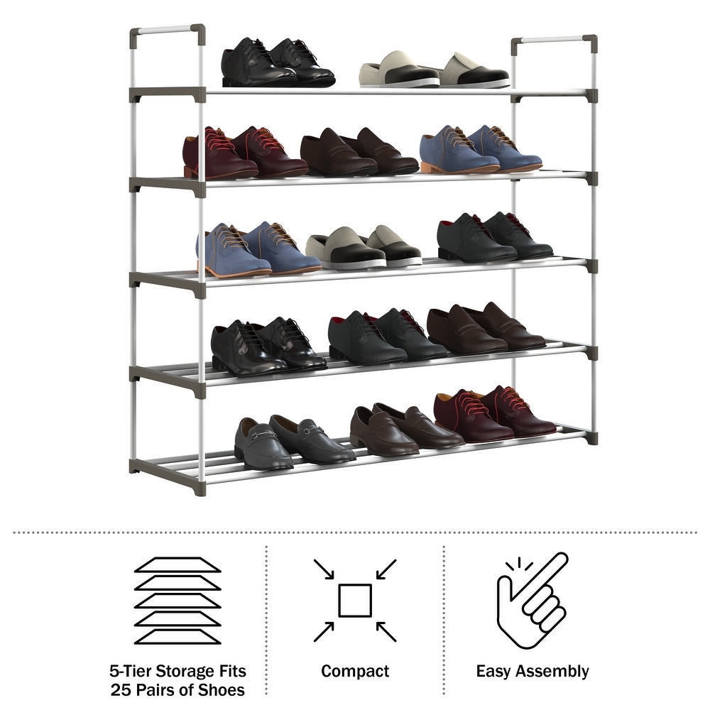 Shoe Rack   Shoe Organizer for Closet  Bathroom  Entryway by Home Complete (White)