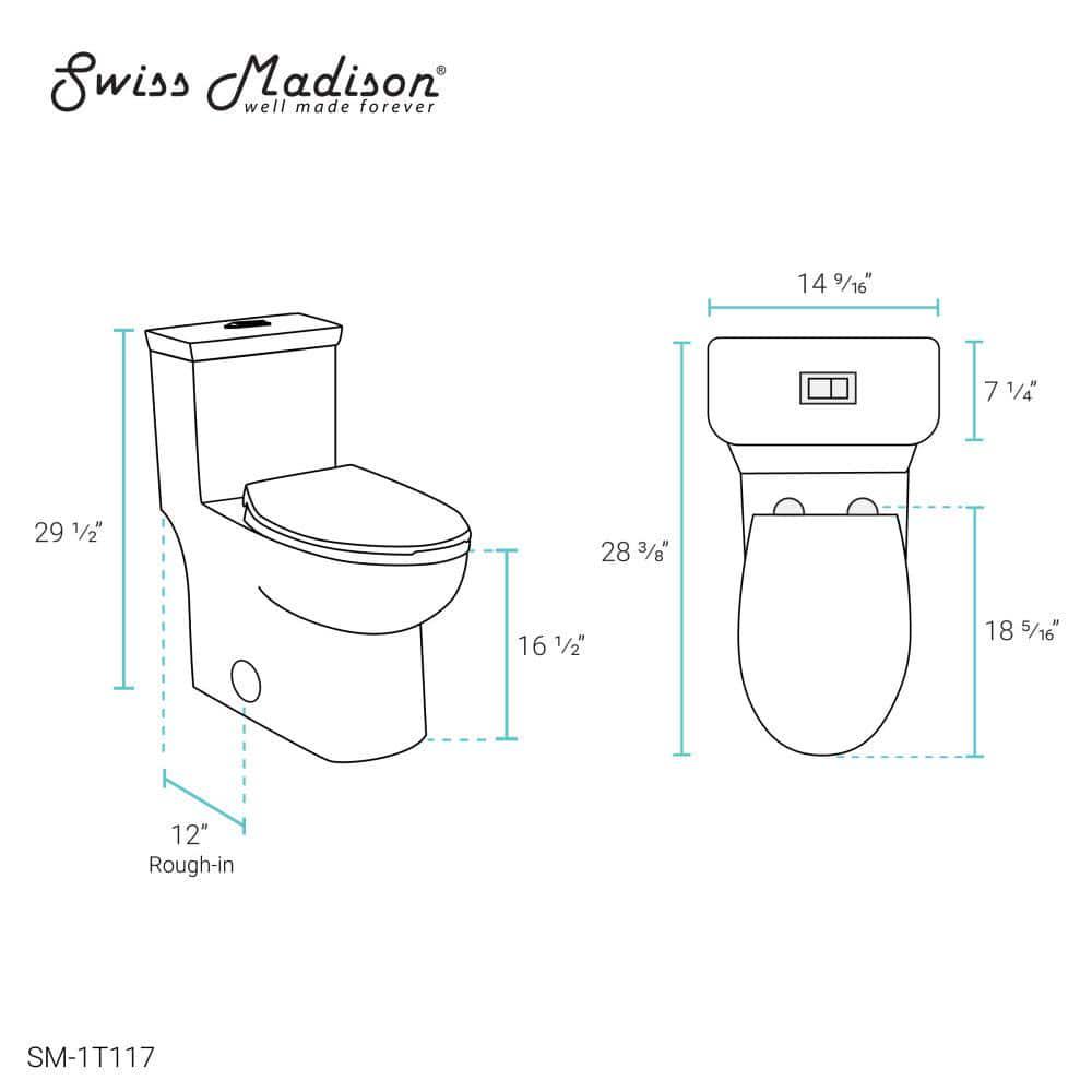 Swiss Madison Classe 1Piece 08 GPF128 GPF Dual Flush Elongated Toilet in White Seat Included