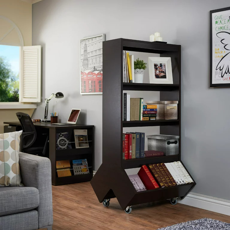 Contemporary Bookshelf  Unique Design With Dual Angled Bottom Shelves  Espresso   Transitional   Bookcases   by Decorn  Houzz