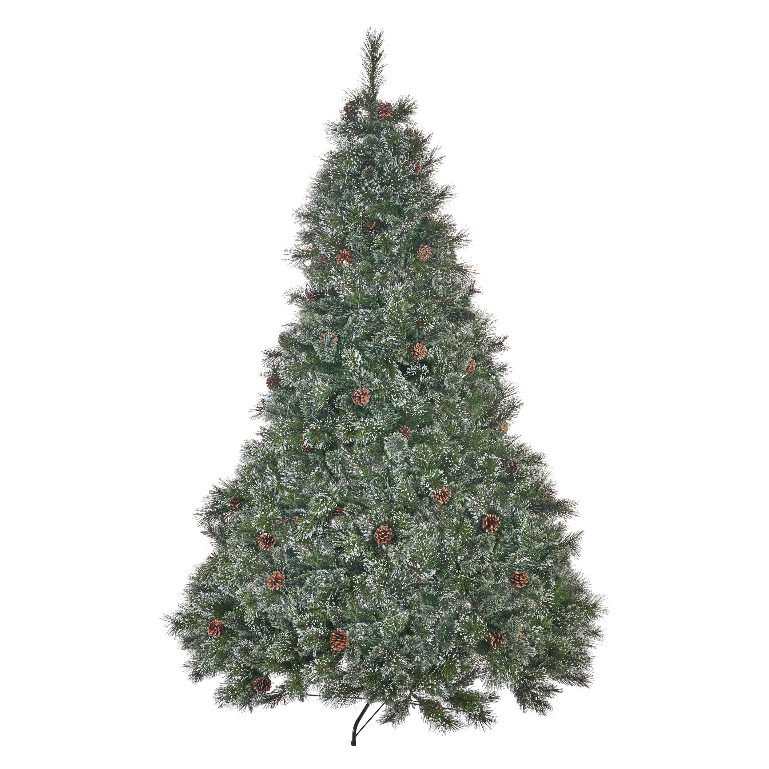 7-foot Cashmere Pine and Mixed Needles Hinged Artificial Christmas Tree with Snowy Branches and Pinecones