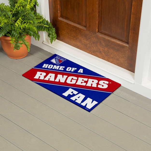 Evergreen New York Rangers Team Turf Mat 28 X 16 Inches Indoor Outdoor Doormat