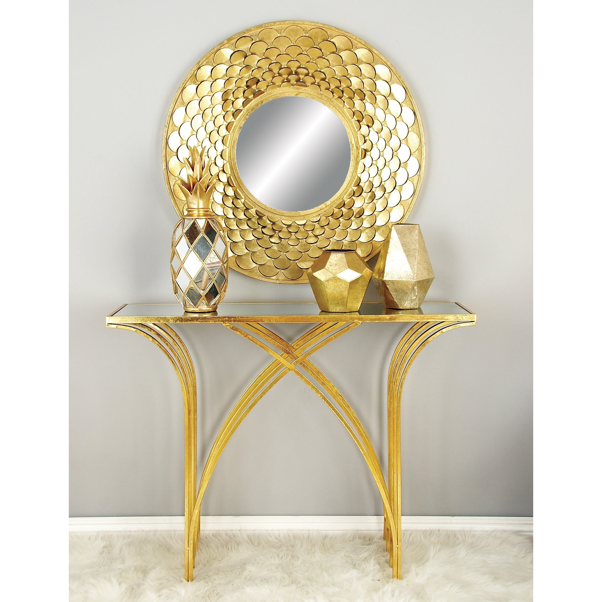 Gold Iron Modern Console Table 31 x 41 x 12 - 41 x 12 x 31