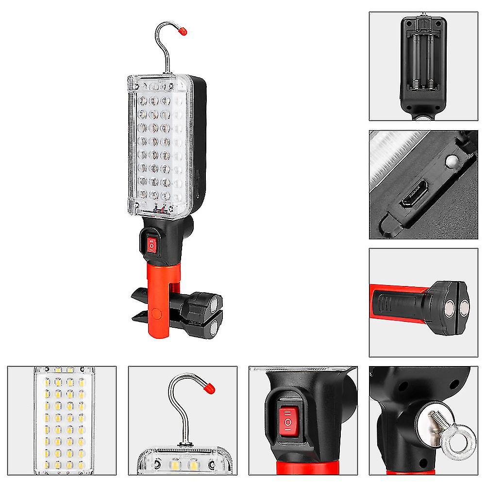 34led Inspection Light Usb Rechargeable Work Light With Clip With Magnet With Hook Built-in Battery