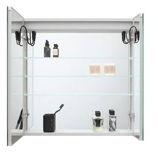 Aquadom Royale Basic 30 in. W x 30 in. H Recessed or Surface Mount Medicine Cabinet with Bi-View Door LED Lighting with Dimmer RB-3030