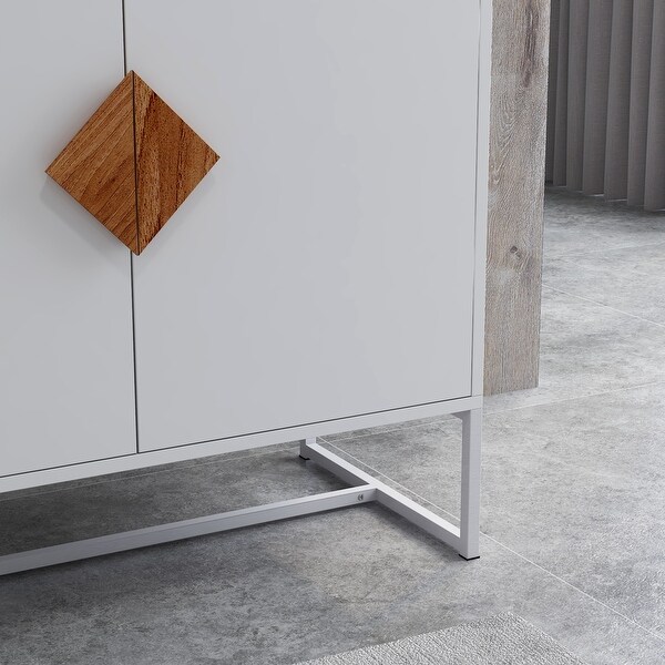 White Accent Storage Cabinet Sideboardwith 2 Doors