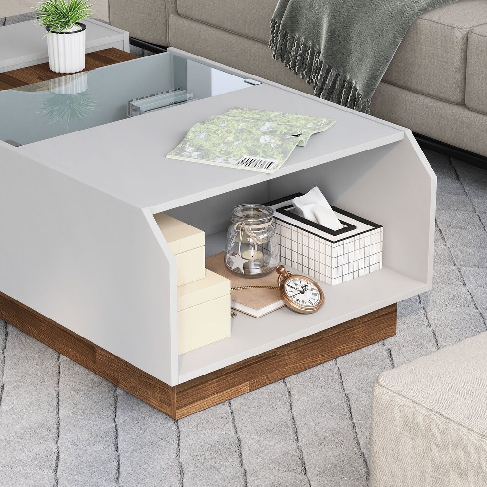 Podd Contemporary White 49 inch 3 Shelf Coffee Table by Furniture of America