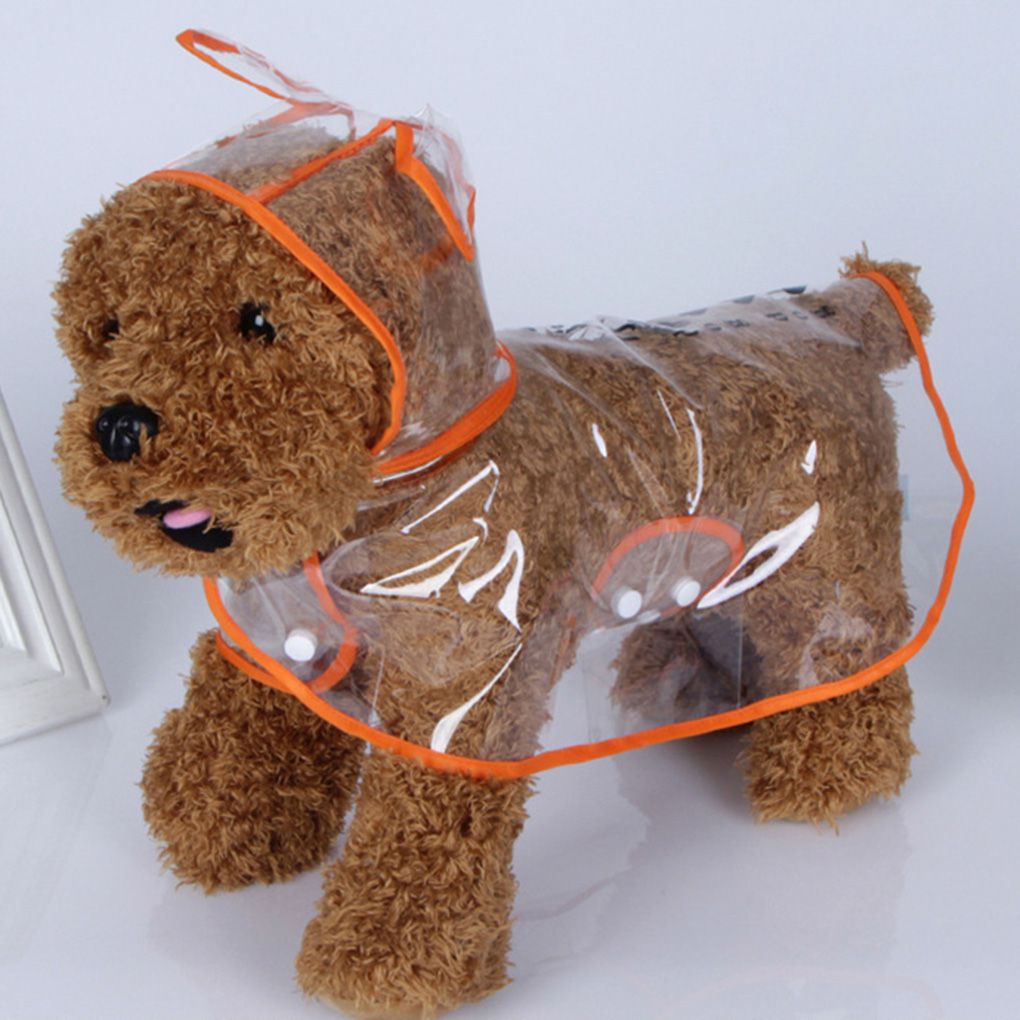 Lovely Puppy Pet Raincoat Transparent Waterproof EVA Rainwear Outdoor Dog Hooded Cloak Clothes