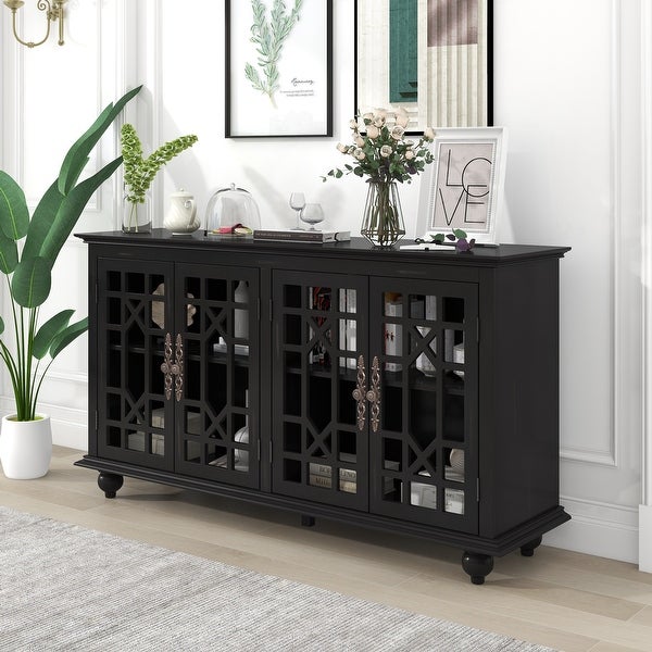 Sideboard with Adjustable Height Shelves Metal Handles and 4 Doors