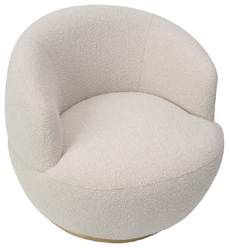 Round White Boucl√© Swivel Chair  Liang  ampEimil Vitale   Contemporary   Armchairs And Accent Chairs   by Oroa   Distinctive Furniture  Houzz