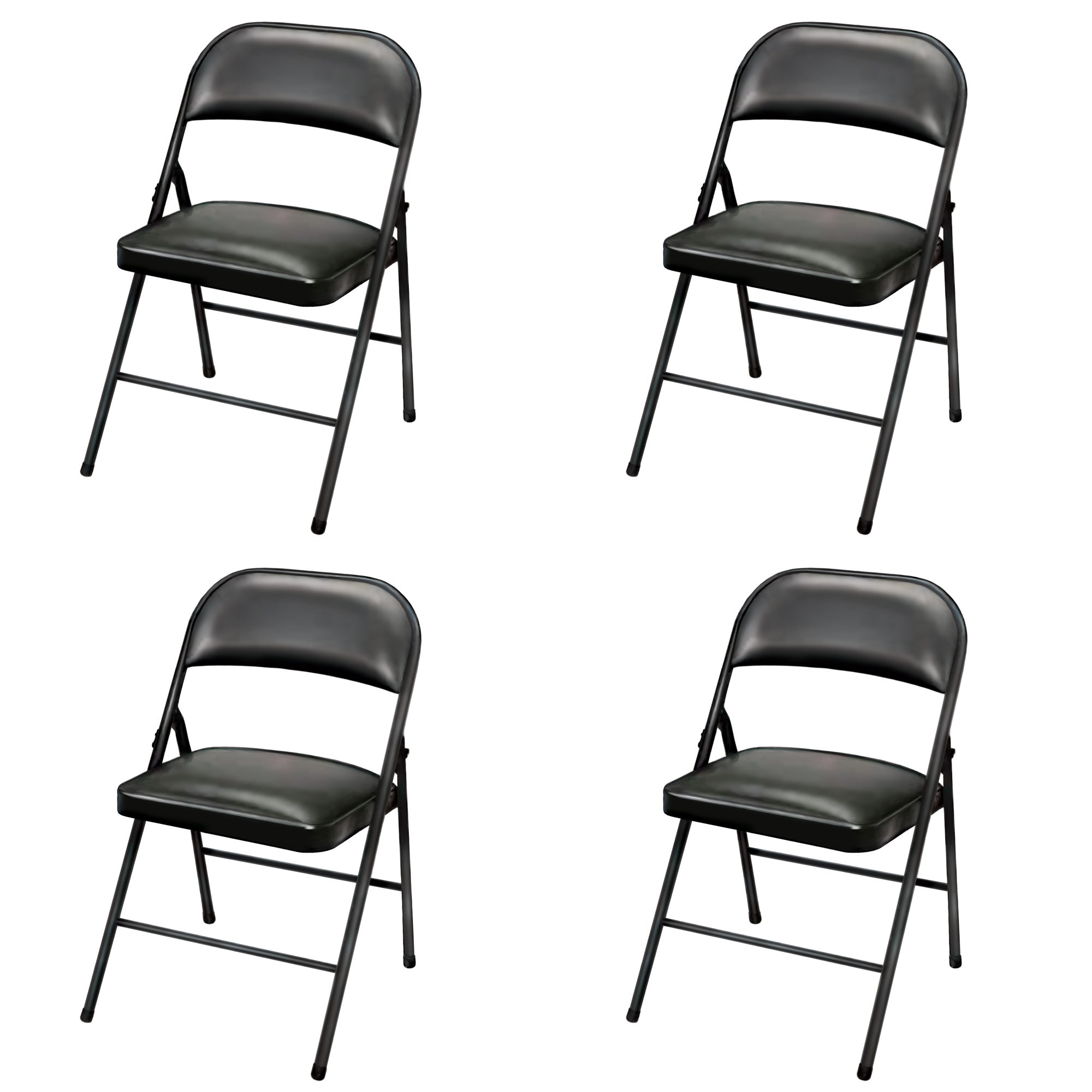 Plastic Development Group Indoor Metal Padded Vinyl Folding Chair, Black (4Pack)