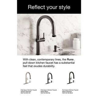 KOHLER Rune Single-Handle Pull-Down Sprayer Kitchen Faucet in Black Stainless K-R22153-SD-BLS