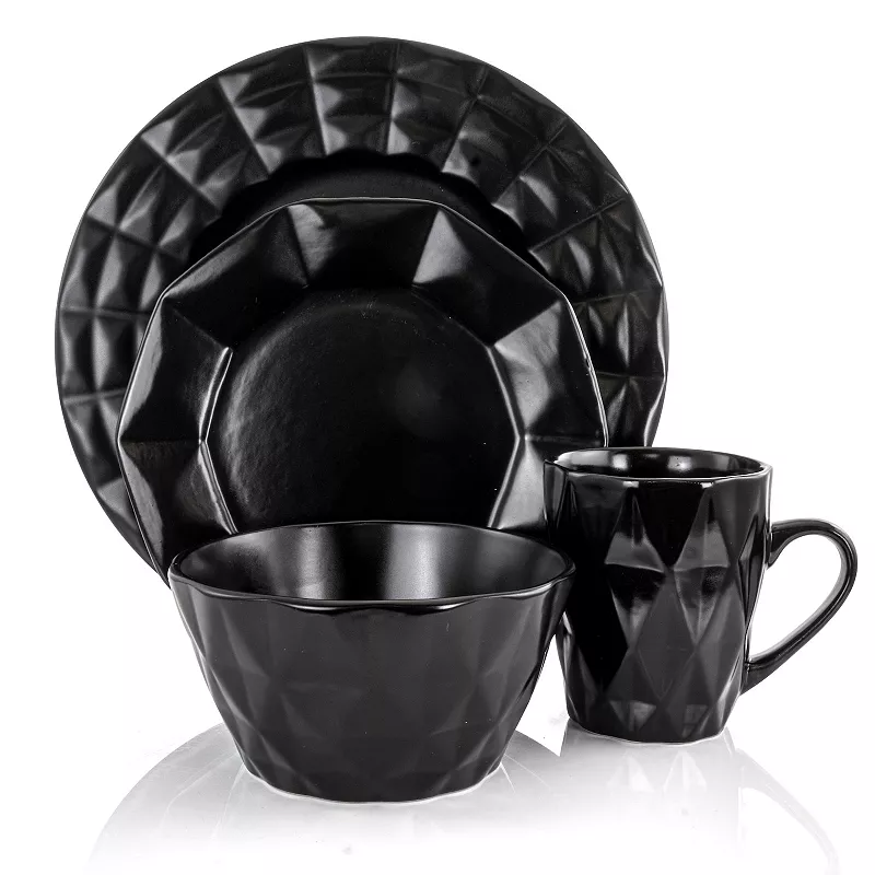 Elama Retro Chic 16-Piece Glazed Dinnerware Set