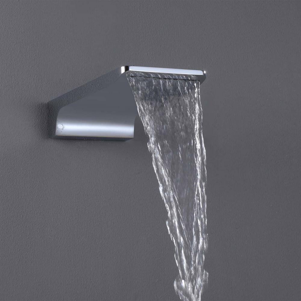 GIVING TREE 2-Spray 12 in. Square Rain Shower Head with Hand Shower and Waterfall Tub Faucet in Chrome (Valve Included) HDYN-MM0029