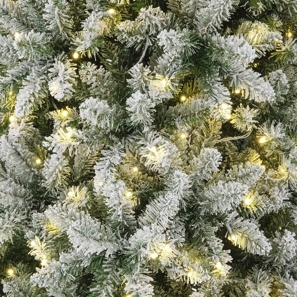 Glitzhome 11ft PreLit Flocked Pencil Fir Artificial Christmas Tree with 950 Warm White Lights