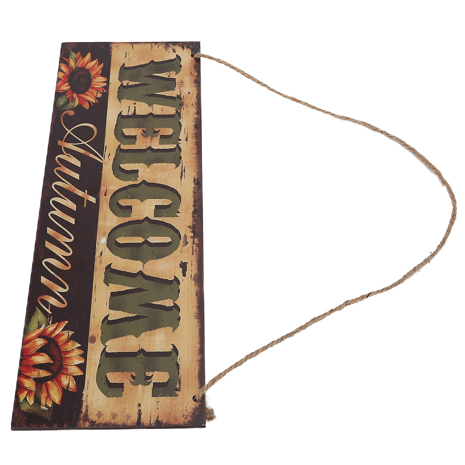 Wooden Door Hanging Plague With Pumpkin Sunflower Pattern For Indoor Outdoor Home Decorationjm00929