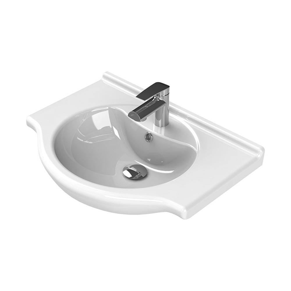 Nameeks Nil Wall Mounted Bathroom Sink in White CeraStyle 066100-U-One Hole