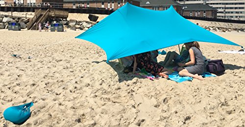 EZthings Sun shade Protection Beach Tents - Lightweight Tent Canopy with Sandbag Anchors (Royal Blue， 8.2 ft x 5 ft - 5.4 ft Tall)