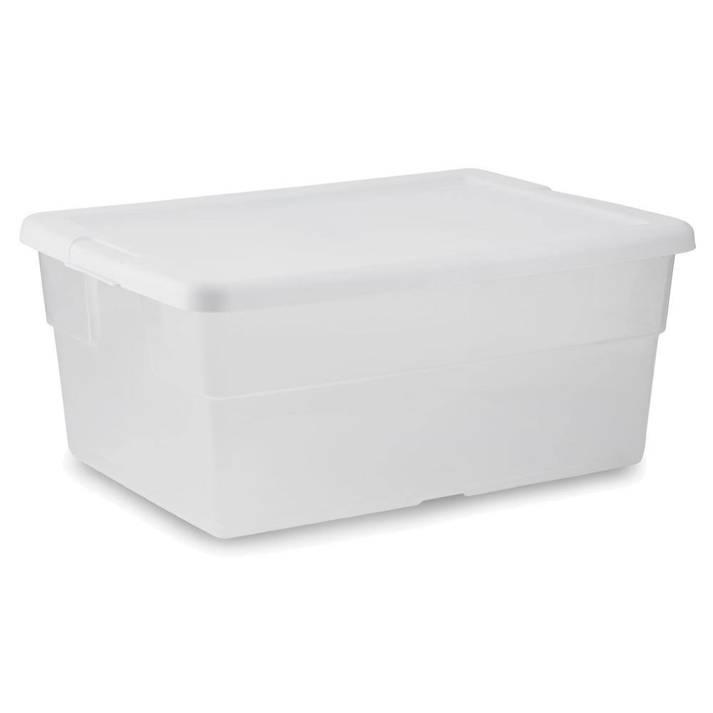 Sterilite 16 qt. Plastic Stacking Storage Box Container Tub in Clear (24-Pack) 24 x 16448012