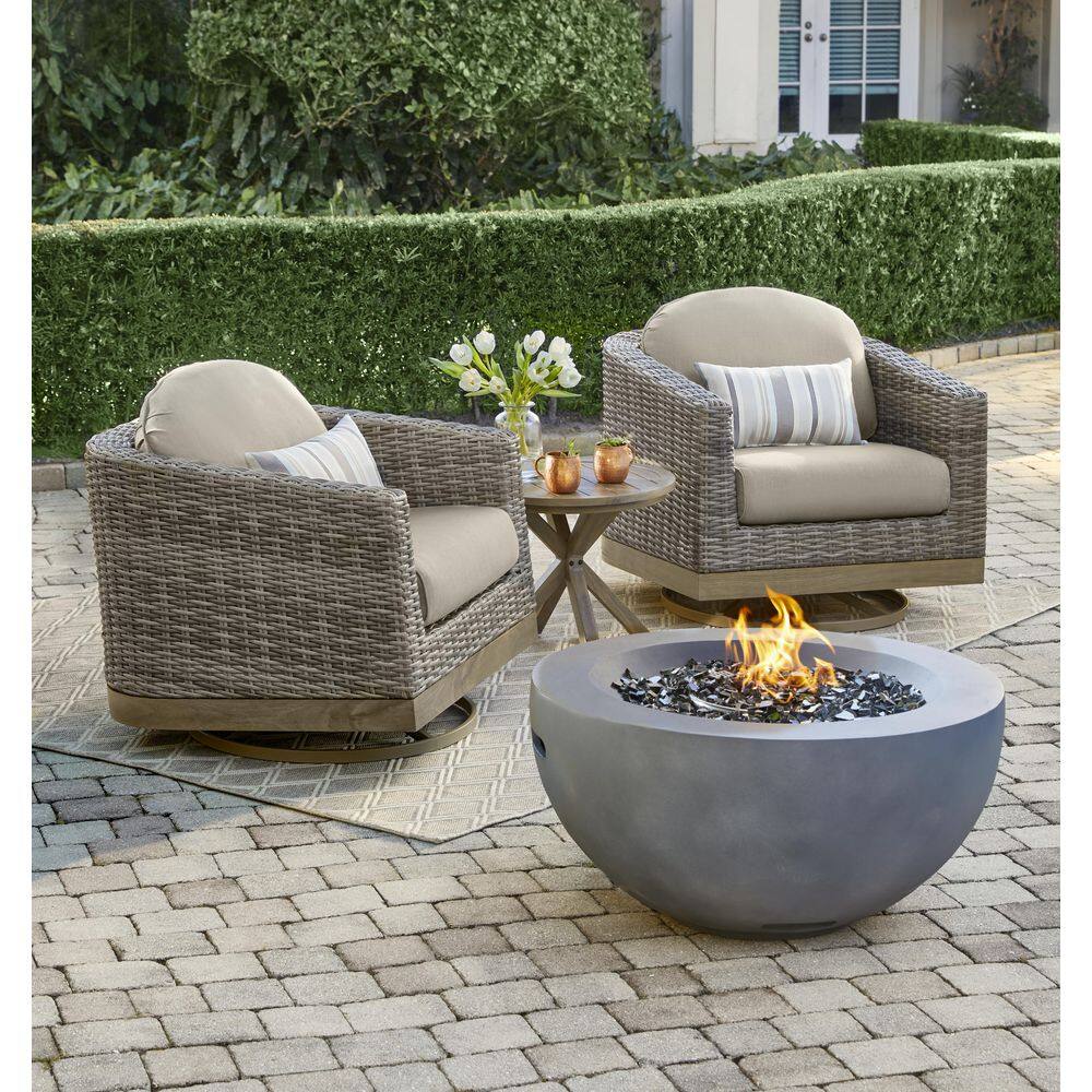 Hampton Bay Grove Park 36 in. x 18 in. Round Concrete Propane Gas Fire Pit FP20517