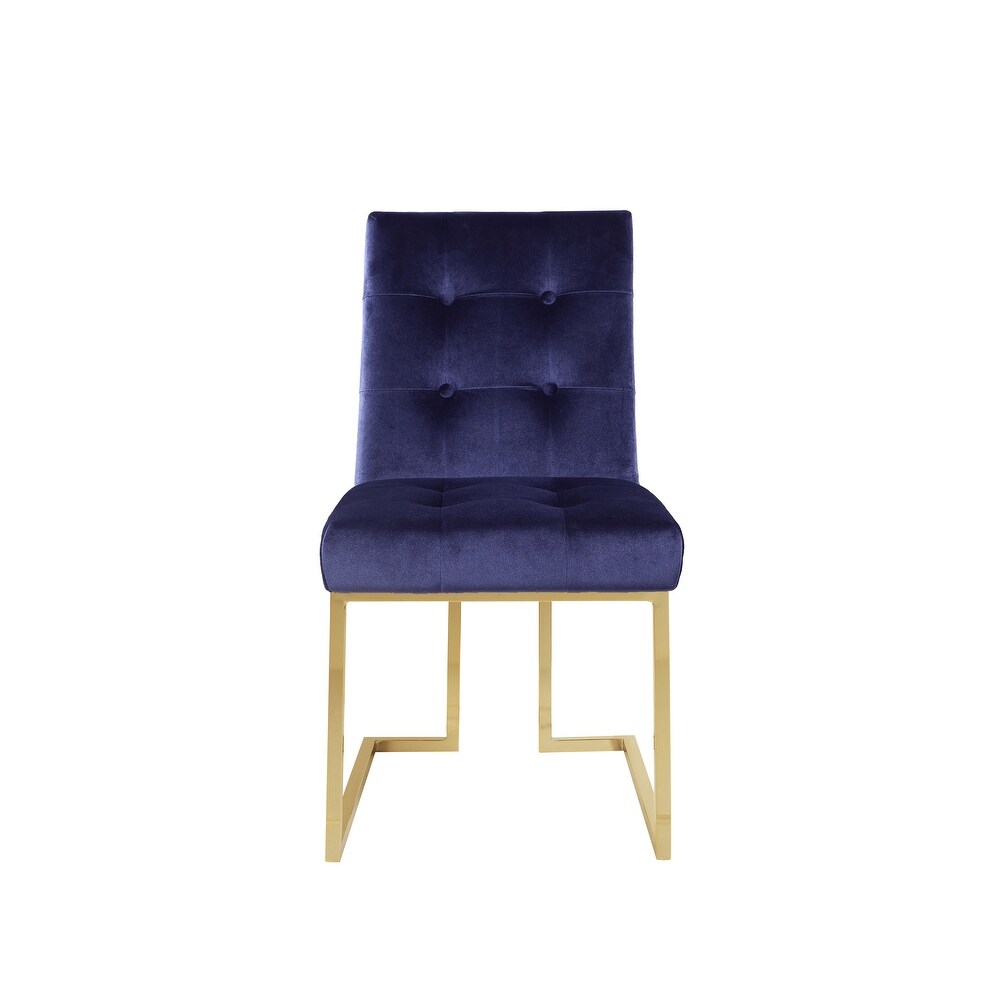 Chic Home Pierre Tufted Velvet Polished Brass Metal Frame Dining Side Chair