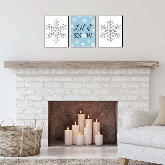 Big Dot Of Happiness Winter Wonderland Holiday Wall Art And Blue Snowflake Decorations 7 5 X 10 Inches Set Of 3 Prints