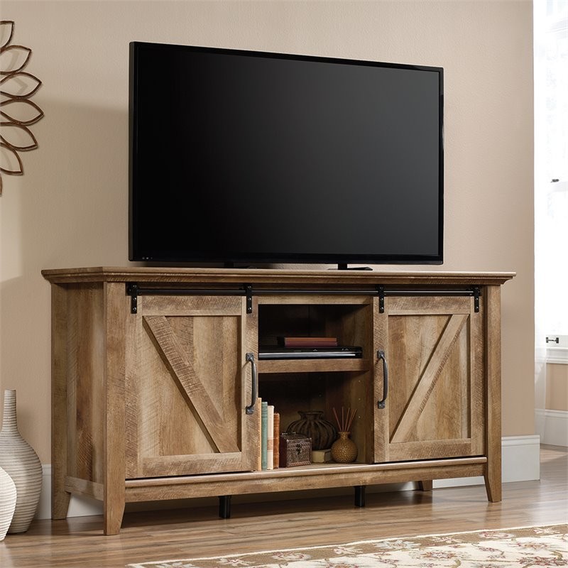 Pemberly Row Engineered Wood TV Stand for TVs up to 70 quotin Craftsman Oak   Farmhouse   Entertainment Centers And Tv Stands   by Homesquare  Houzz