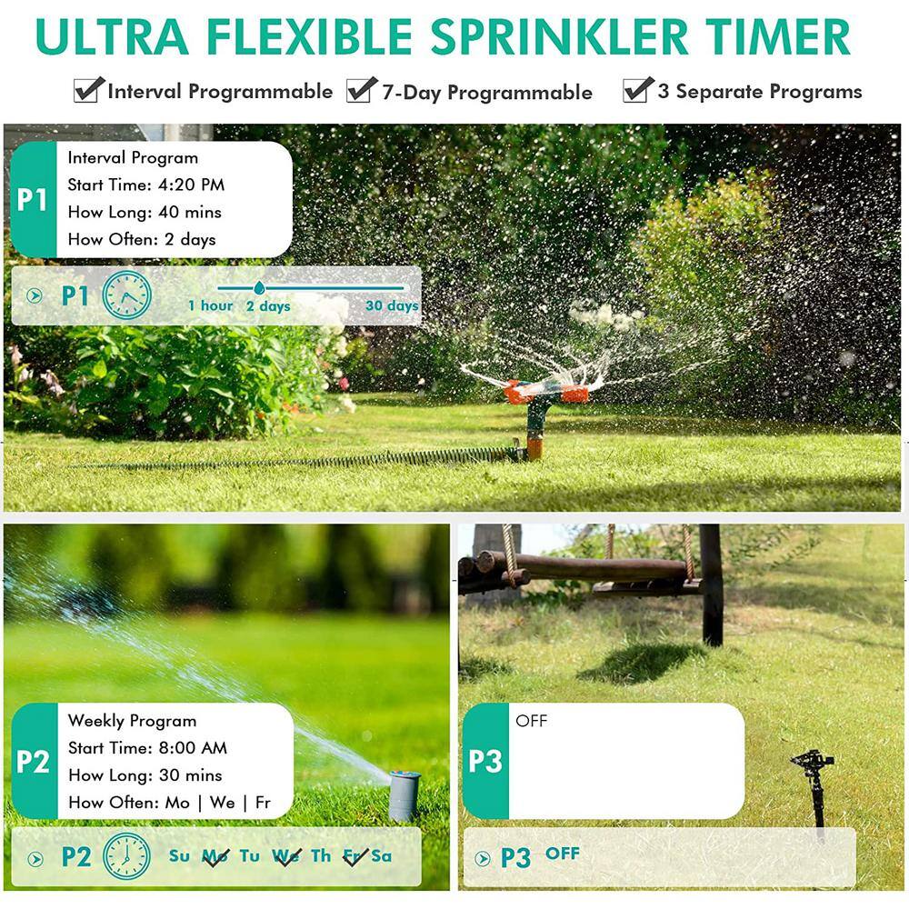 Cubilan Interval  7-Day Programmable Water Timer Sprinkler Timer with Dual Modes Garden Hose Timer with 3 Separate Programs B0BQYRLZX6