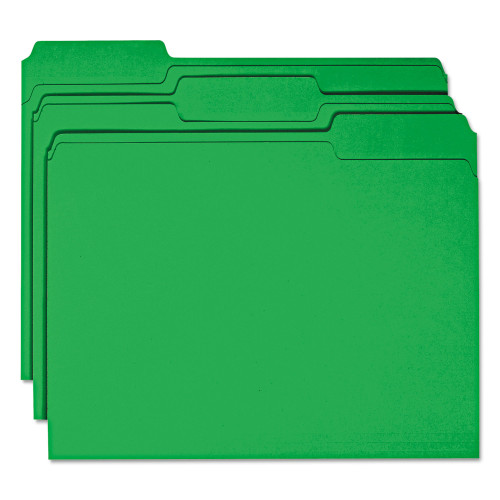 Smead Colored File Folders， 1/3-Cut Tabs， Letter Size， Green， 100/Box (12143)