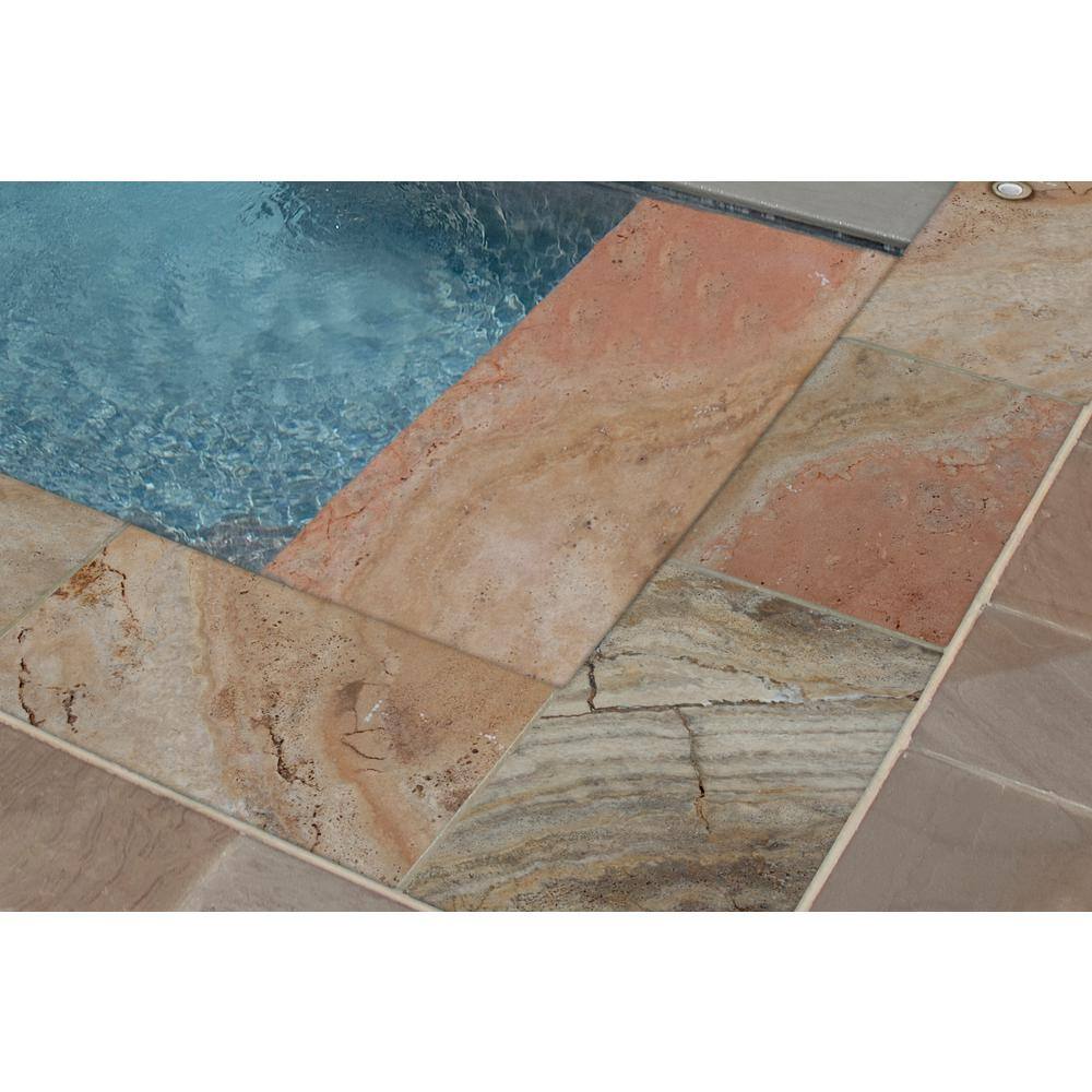 MSI Porcini Gold 2 in. x 12 in. x 24 in. Travertine Pool Coping (15 Pieces30 Sq. Ft.Pallet) LCOPTPOR1224HUP