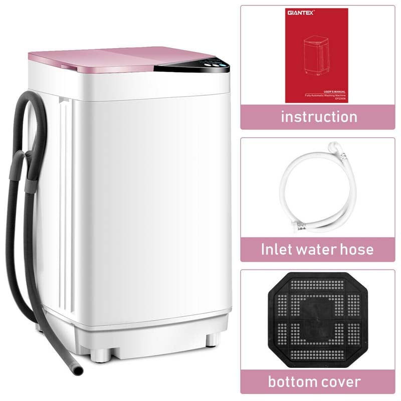 7.7 lbs Full-Automatic Washing Machine Portable Washer & Spin Dryer Built-in Germicidal UV Light & Drain Pump