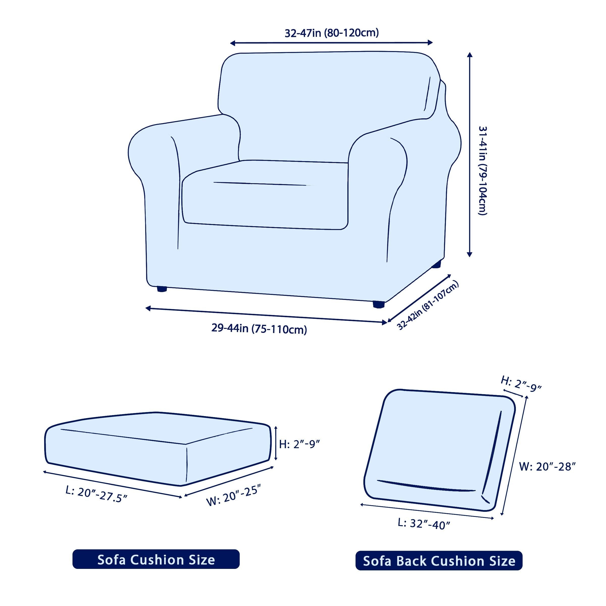 Subrtex 3-Piece Stretch Sofa Slipcover Sets with Backrest Cushion Cover and Seat Cushion Cover (Armchair, Light Gray)