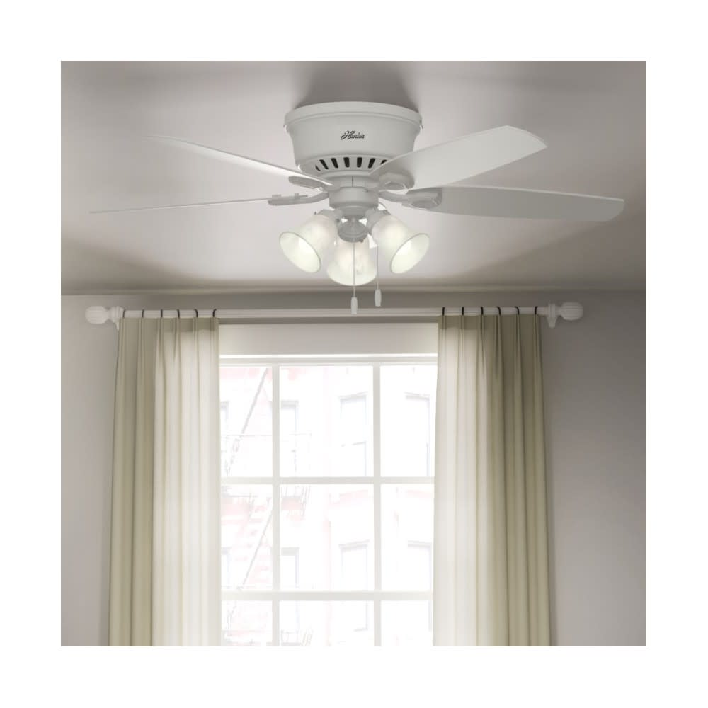 Hunter Builder Ceiling Fan 52 LED Indoor Snow White/Light Oak ;