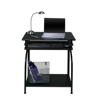 OneSpace 30 in. Rectangular Black Computer Desk with Keyboard Tray 50-1001