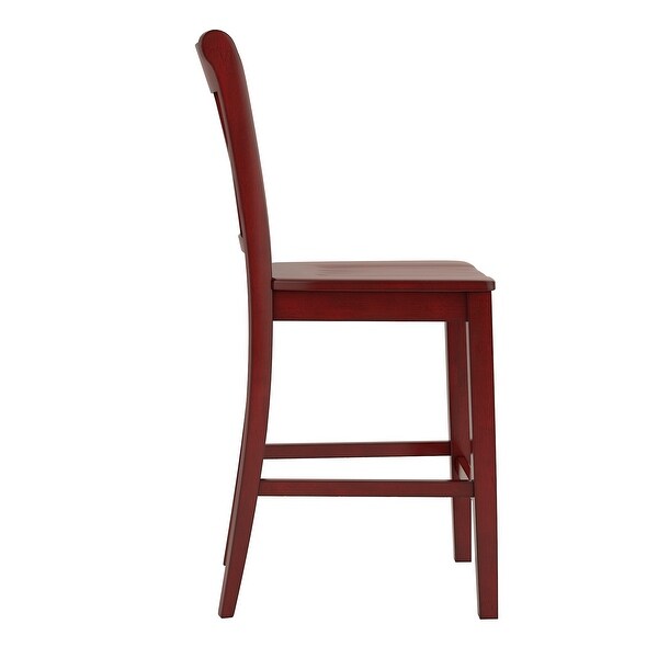 Weston Home Farmhouse Vintage Double X Solid Wood Counter Height Chair， Set of 2， Antique Red