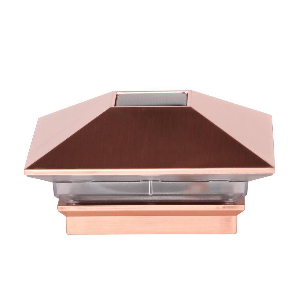 Veranda 4 in. x 4 in. (3.5 x 3.5 Post Size) 3 Lumens Copper Plated Plastic Solar Post Cap 2211-F32T3