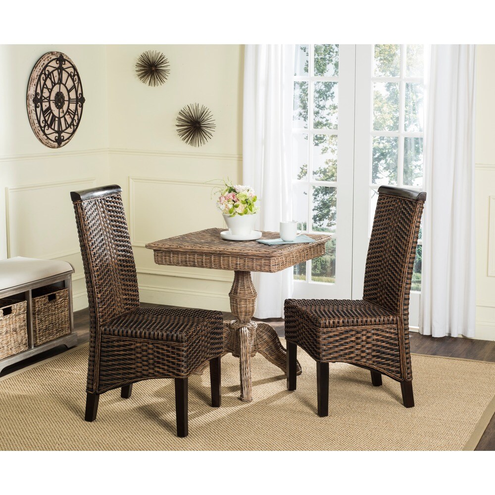 SAFAVIEH Ilya Brown Multi Wicker Dining Chair (Set of 2)   17.3\