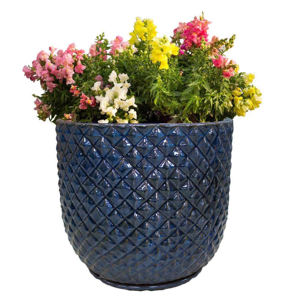 Vigoro 18 in. Blue Preston Ceramic Planter Decorative Pot CR00869S-180M