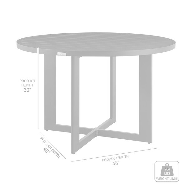 Grand Modern Outdoor Patio Round Dining Table in Black Aluminum