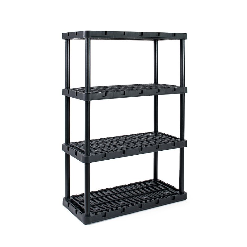 Gracious Living 4 Shelf Knect-a-shelf Ventilated Heavy Duty Storage Unit， Black