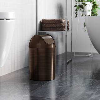 Dyiom 2.5 gal Mezzo Plastic Swing Top Lid Bathroom Trash Can Bronze 183609036