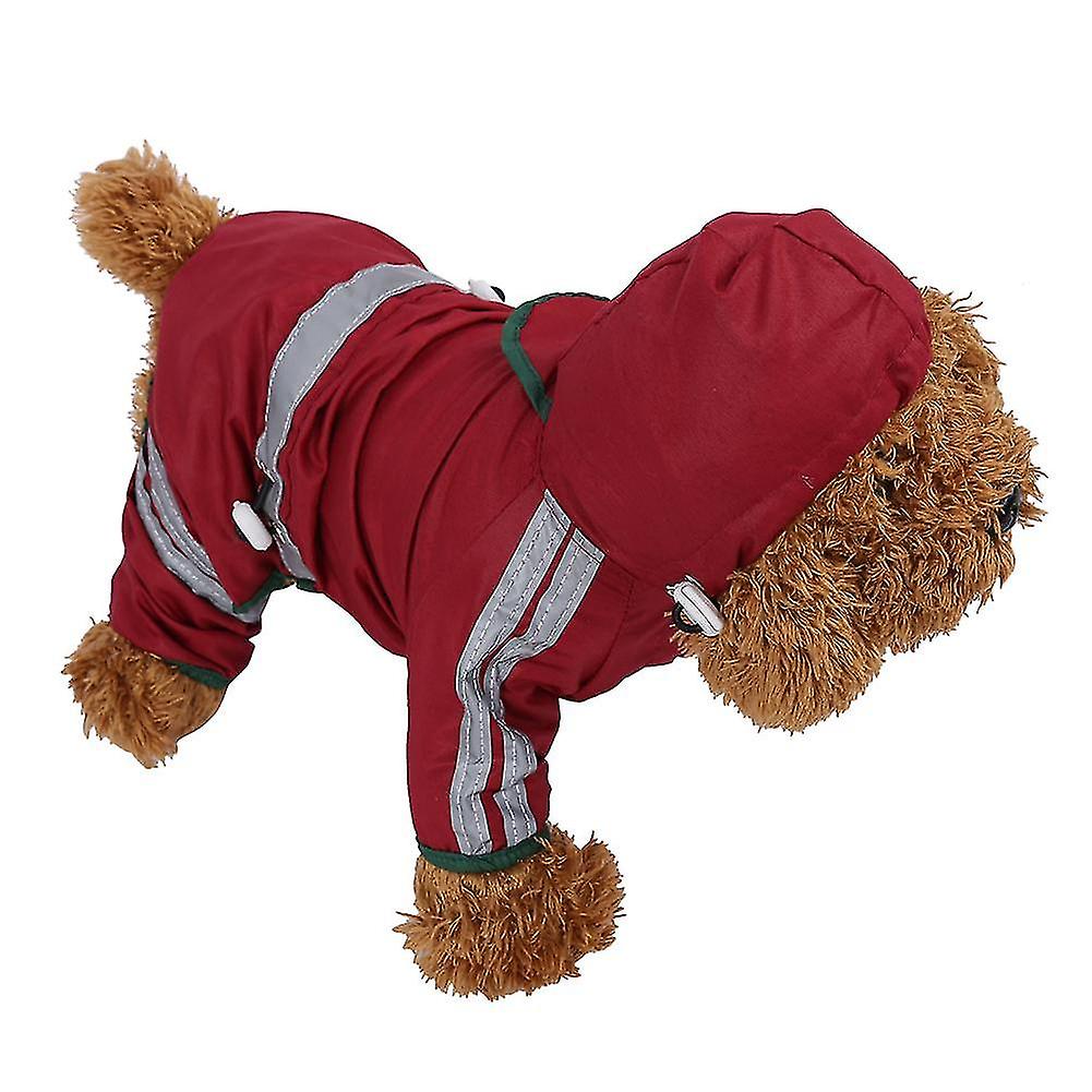 New Pet Raincoat Waterproof Jacket Dog Hood Rain Cover Outdoor Protection Clothes (Red M)