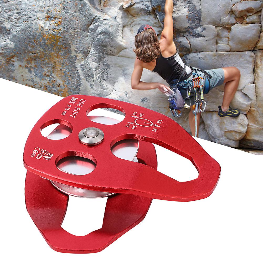 Outdoor Portable Aviation Aluminum Side Plate Climbing Single Sheave Fixed Pulley For Climbing Rescue High Altitude Brakedownred