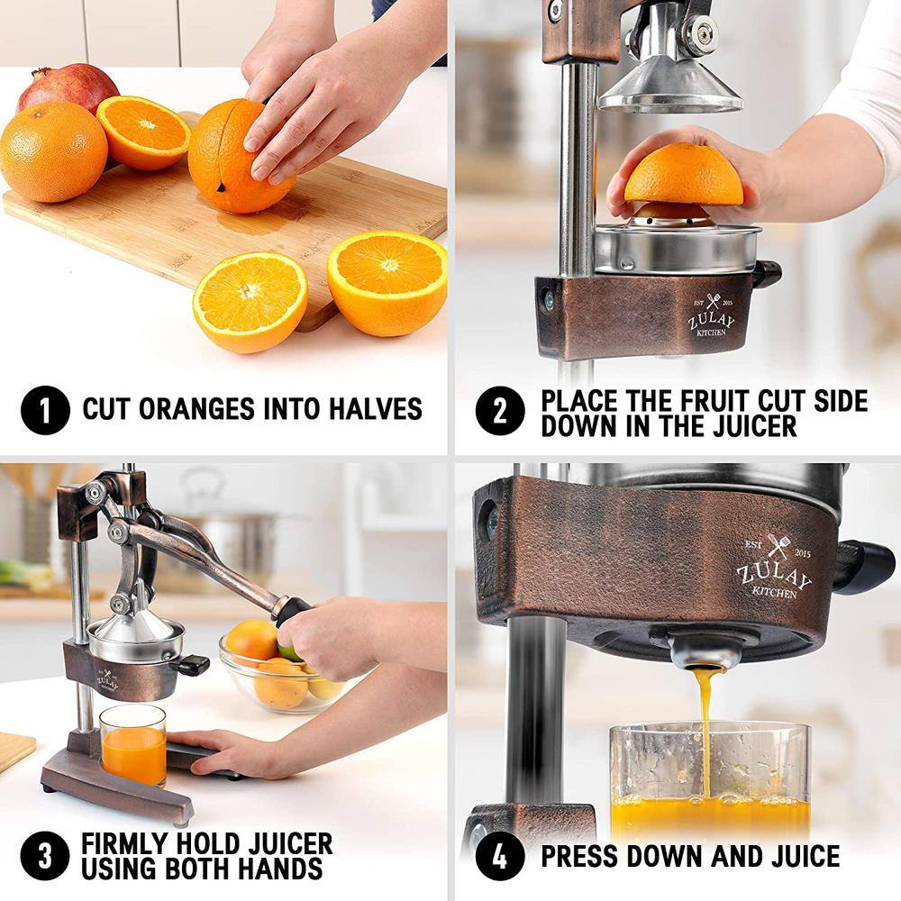 Zulay Kitchen Cast-Iron and Stainless Steel Copper Manual Citrus Juicer Z-CTRS-PRSS-CPPR