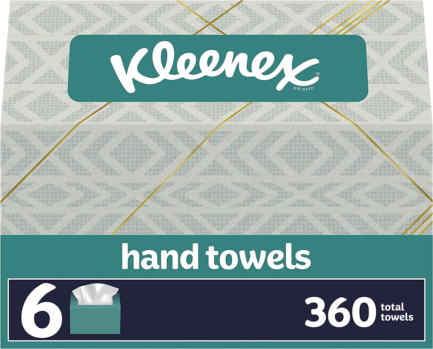 Kleenex Disposable Paper Hand Towels, 6 Boxes, 60 Tissues per Box (360 Total Tissues), Packaging May Vary