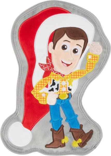 Pixar Holiday Woody with Santa Hat Flat Plush Squeaky Dog Toy