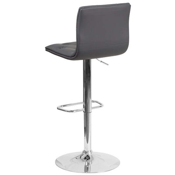 2 Pack Contemporary Button Tufted Adjustable Height Barstool with Chrome Base - 15