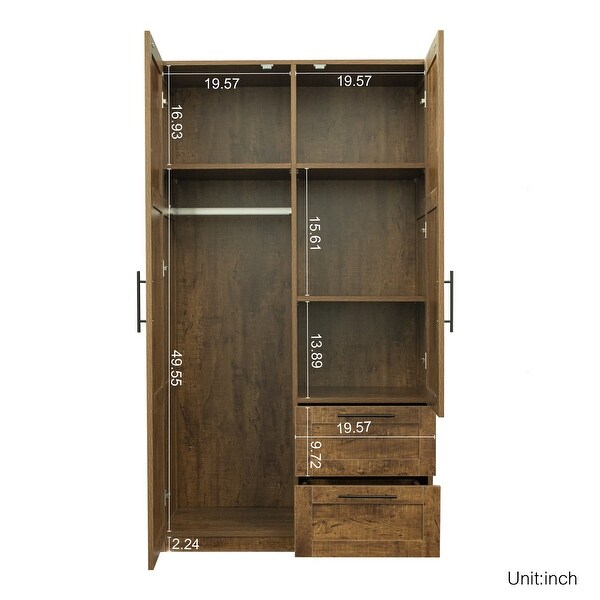 High Wardrobe Kitchen Cabinet with 2 Doors and 2 Drawers - - 35682211