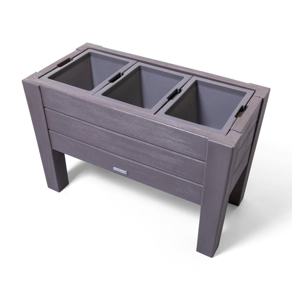 Step2 26 in. x 39 in. Plastic Lakewood Raised Planter - Dark Cedar 518599