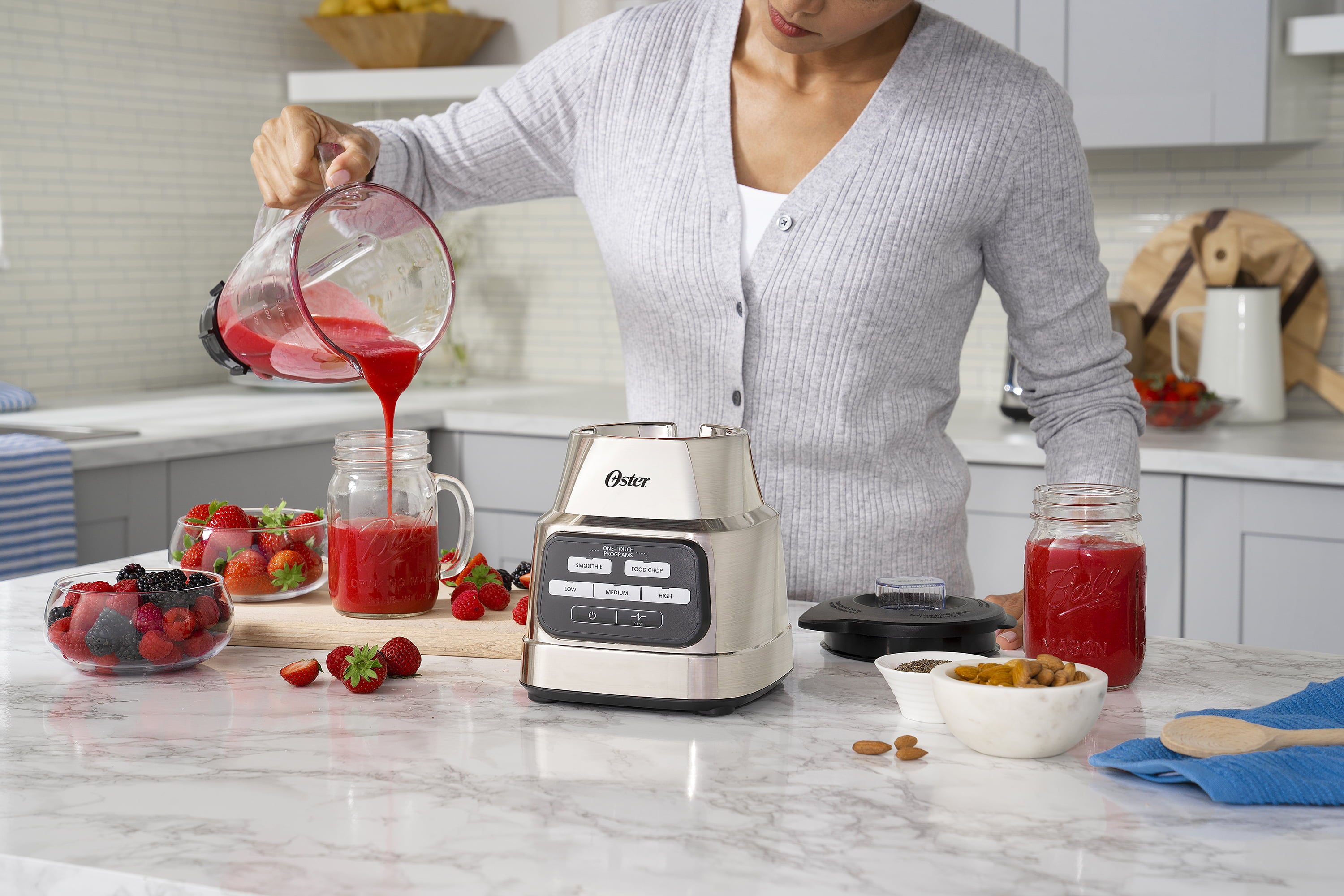 Oster One-Touch Blender with Auto-Programs and 6-Cup Boroclass Glass Jar