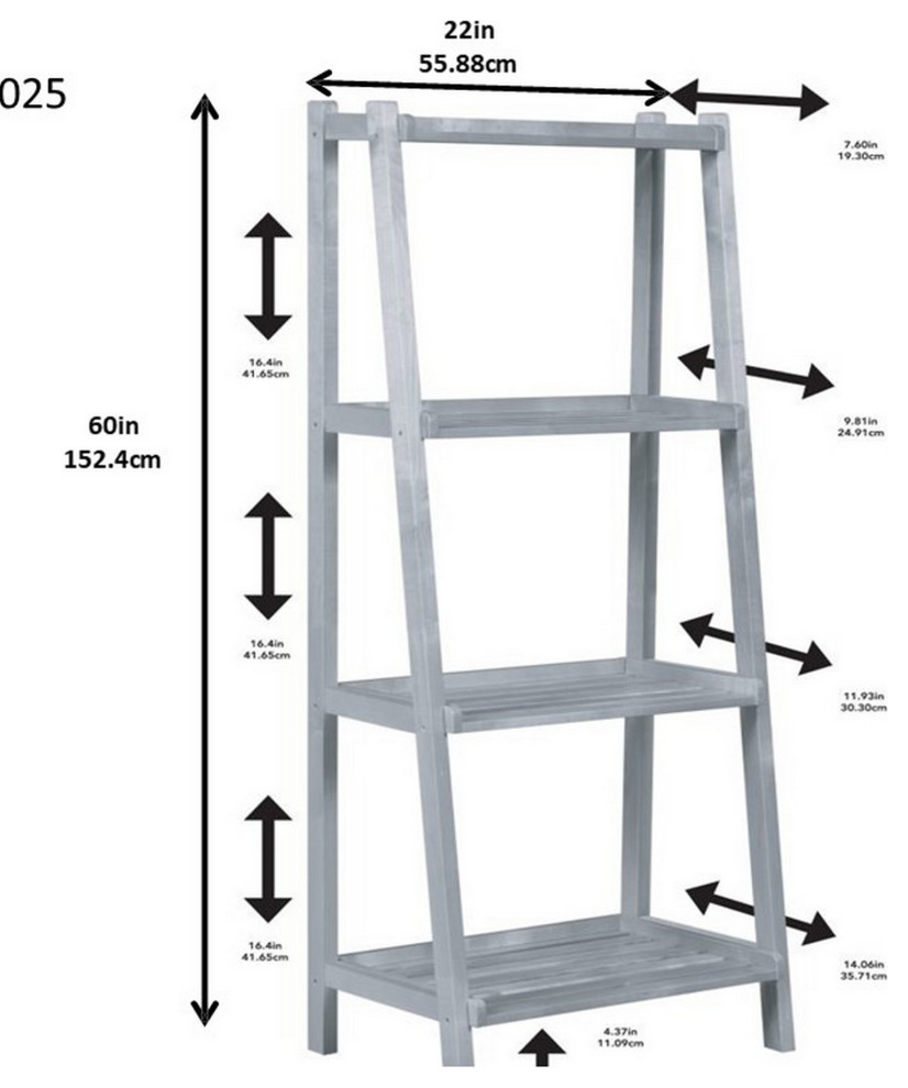 60 quotLadder Bookcase With 4 Shelves In White   Transitional   Bookcases   by HomeRoots  Houzz